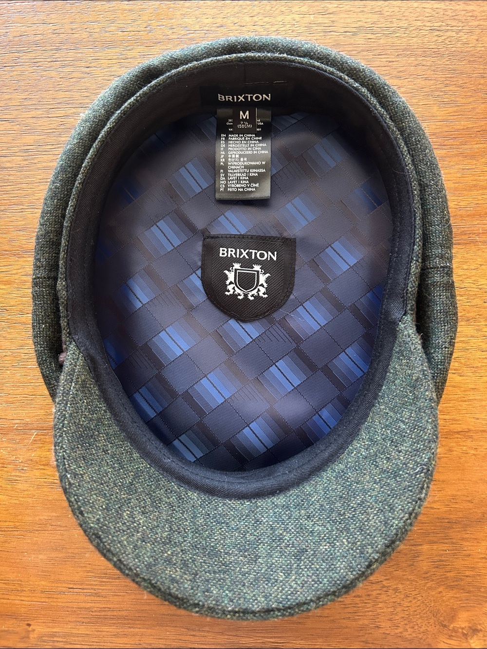 Brixton Tweed Fiddler Cap with Blue Quilted Lining